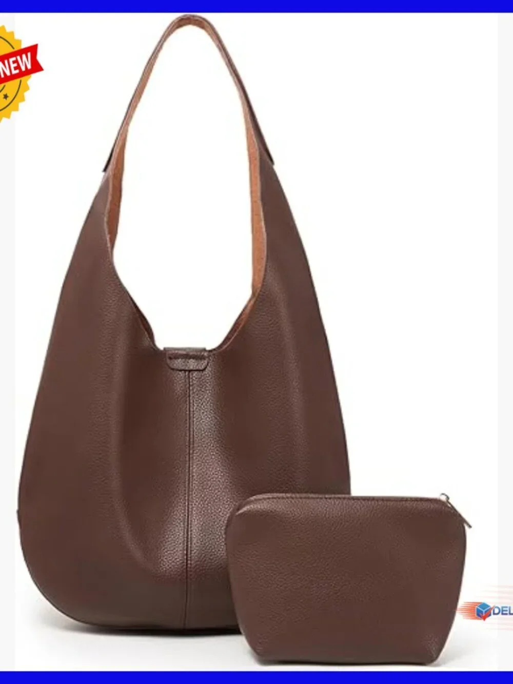 Genuine Leather Hobo Set - Slouchy Shoulder Bag & Tote Purse
